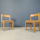 Vintage oak and wicker dining chairs, 1960s