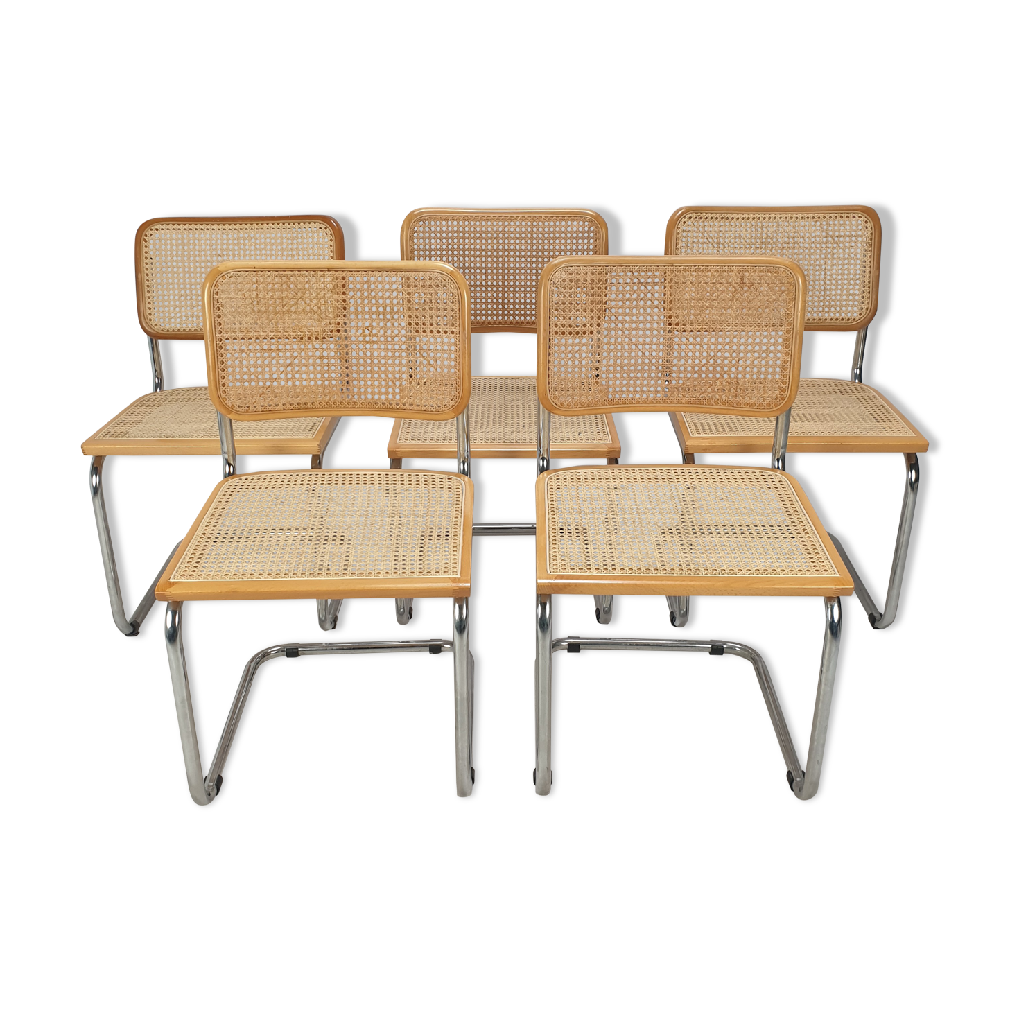 Set of 5 vintage Cesca chairs by Marcel Breuer