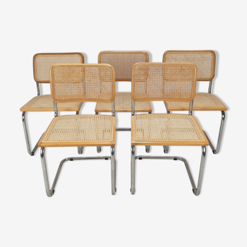 Ensemble de 5 chaises Cesca vintage par Marcel Breuer