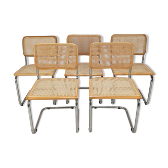 Set of 5 vintage Cesca chairs by Marcel Breuer