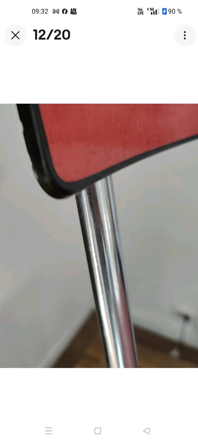 Jacques Hitier Chair 1950 Tubauto Red Bakelite Style Seat