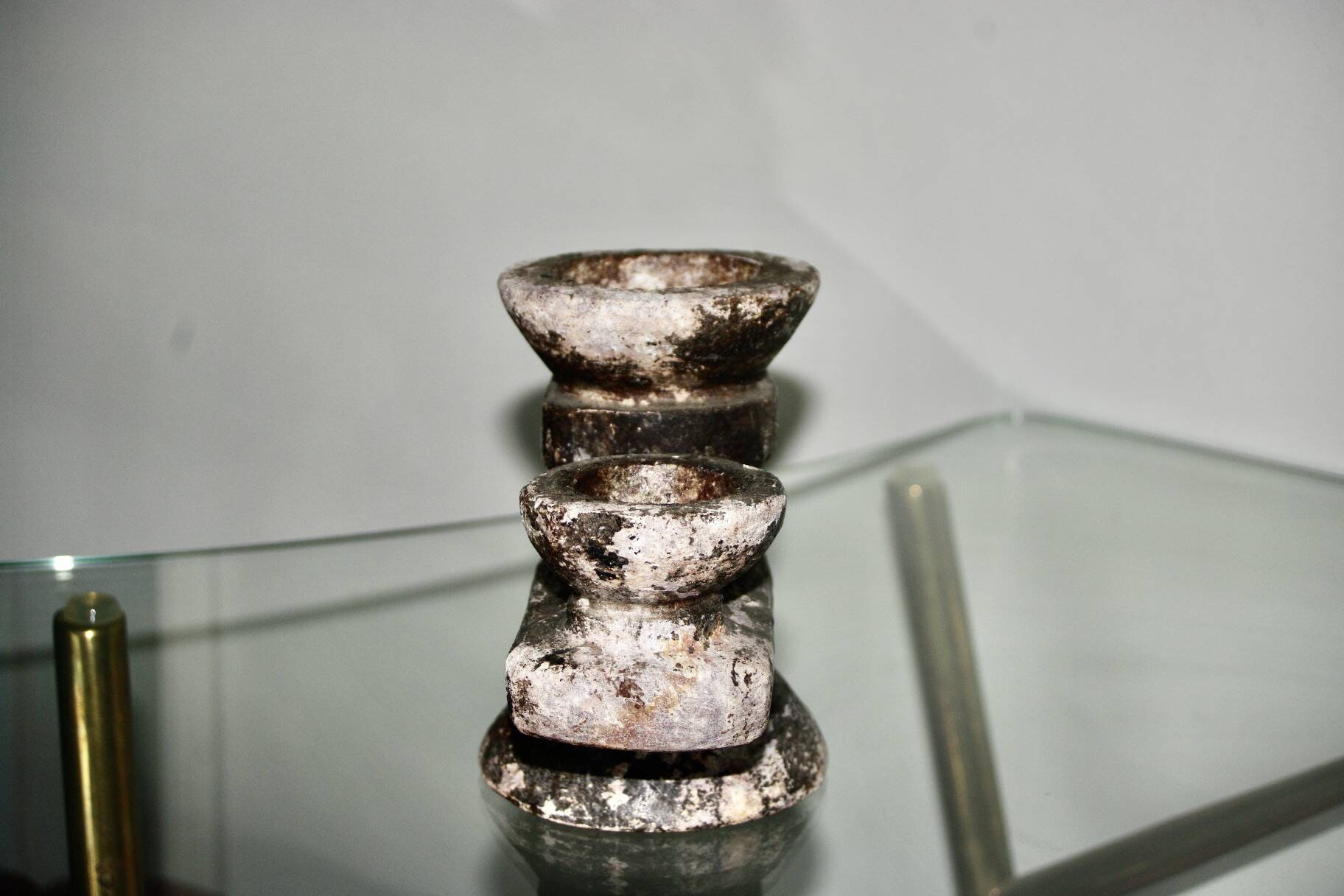 Brutalist stone candle holder 1960