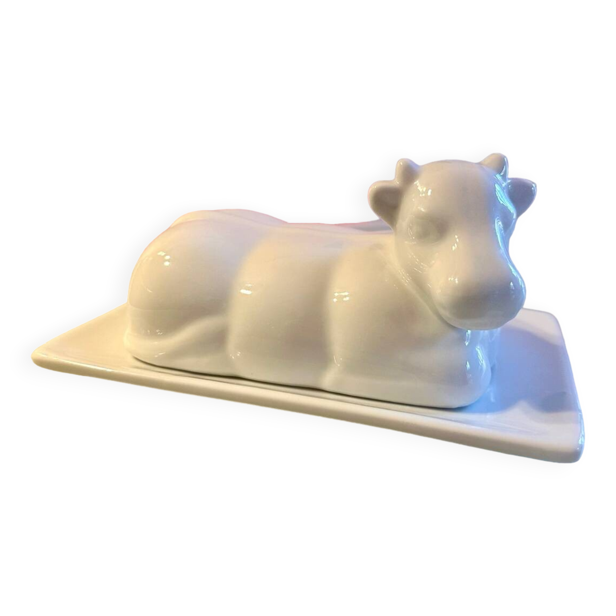 Vintage cow ceramic butter dish