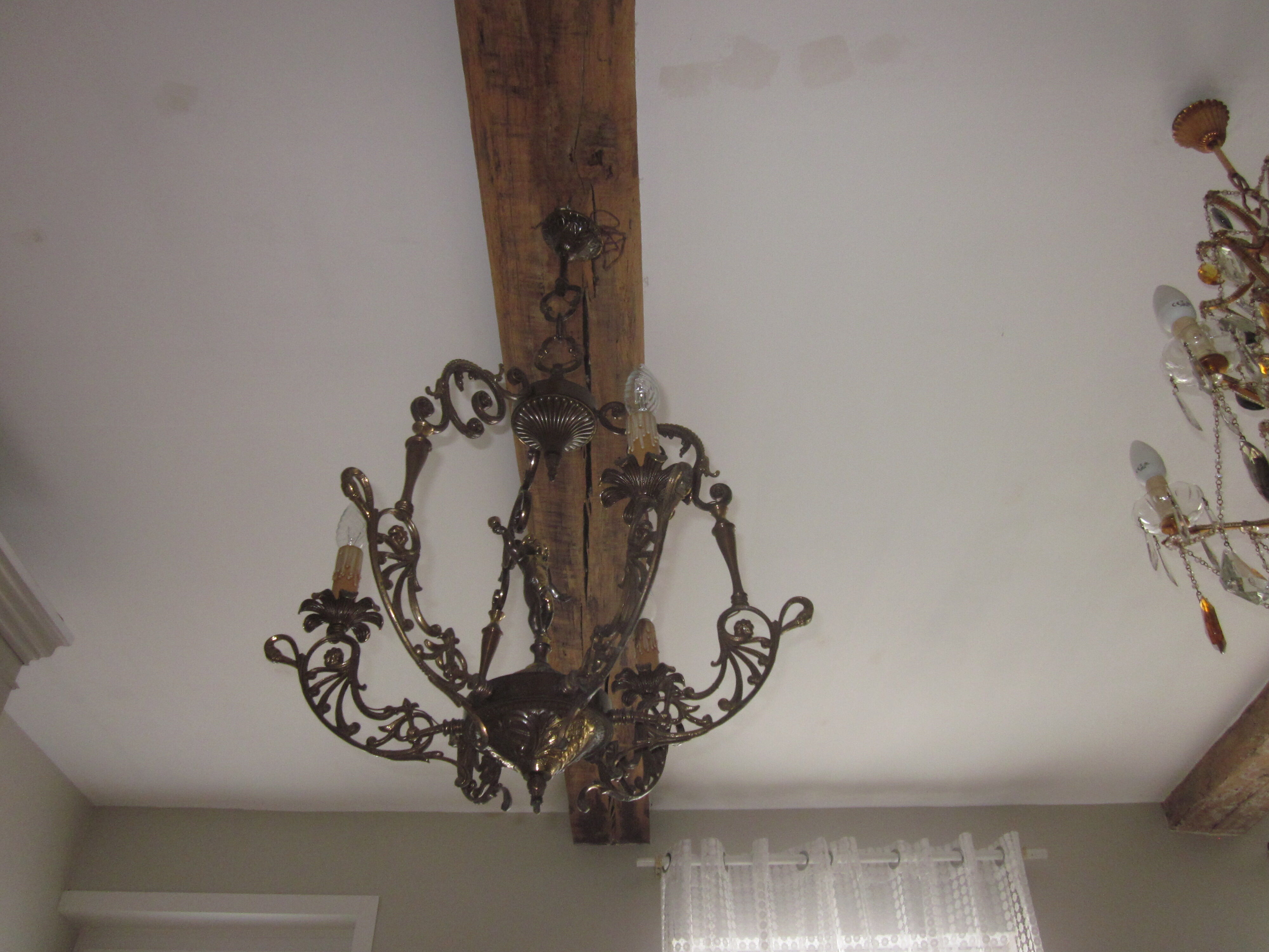 Bronze chandelier with angels