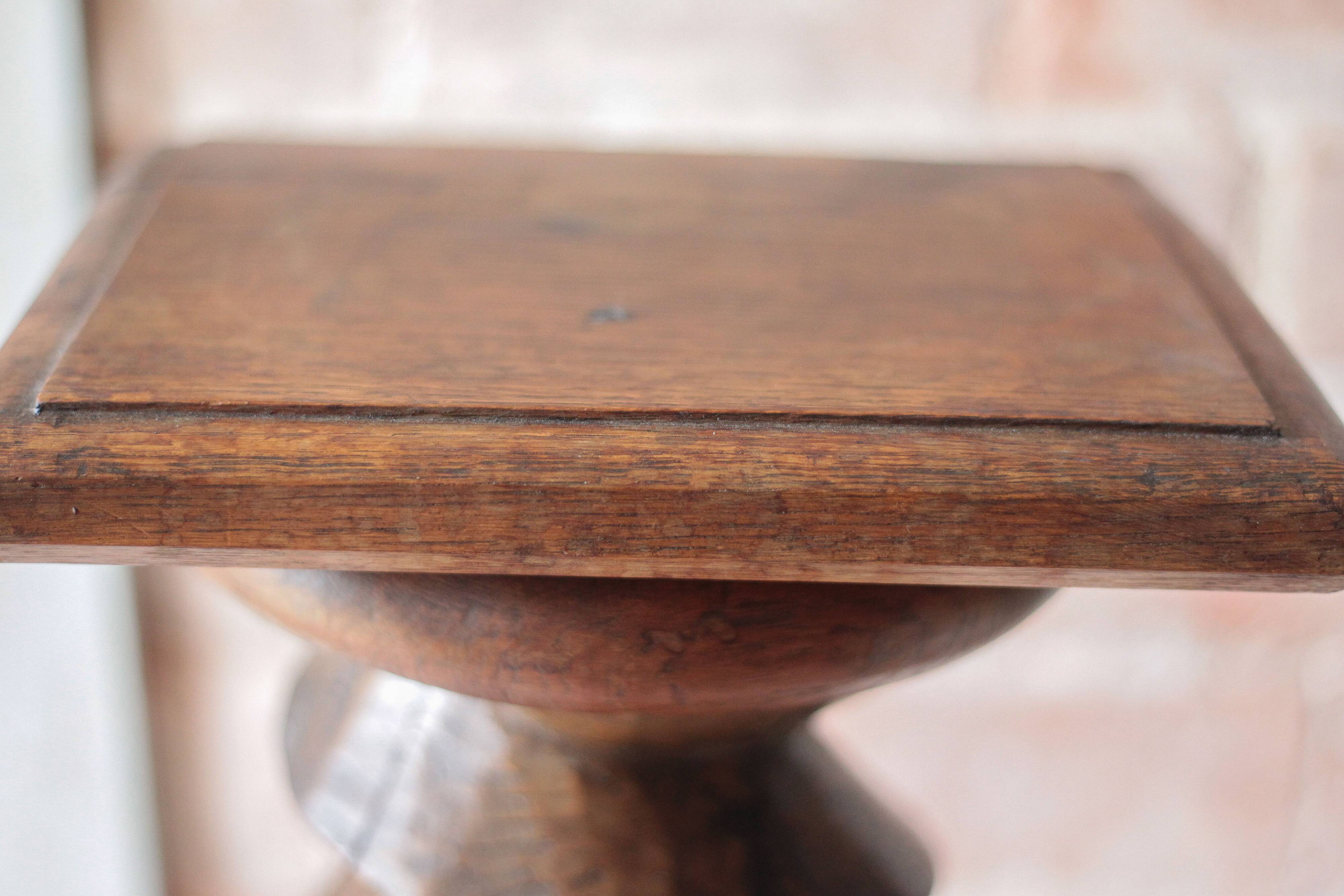 Vintage turned wooden press screw column