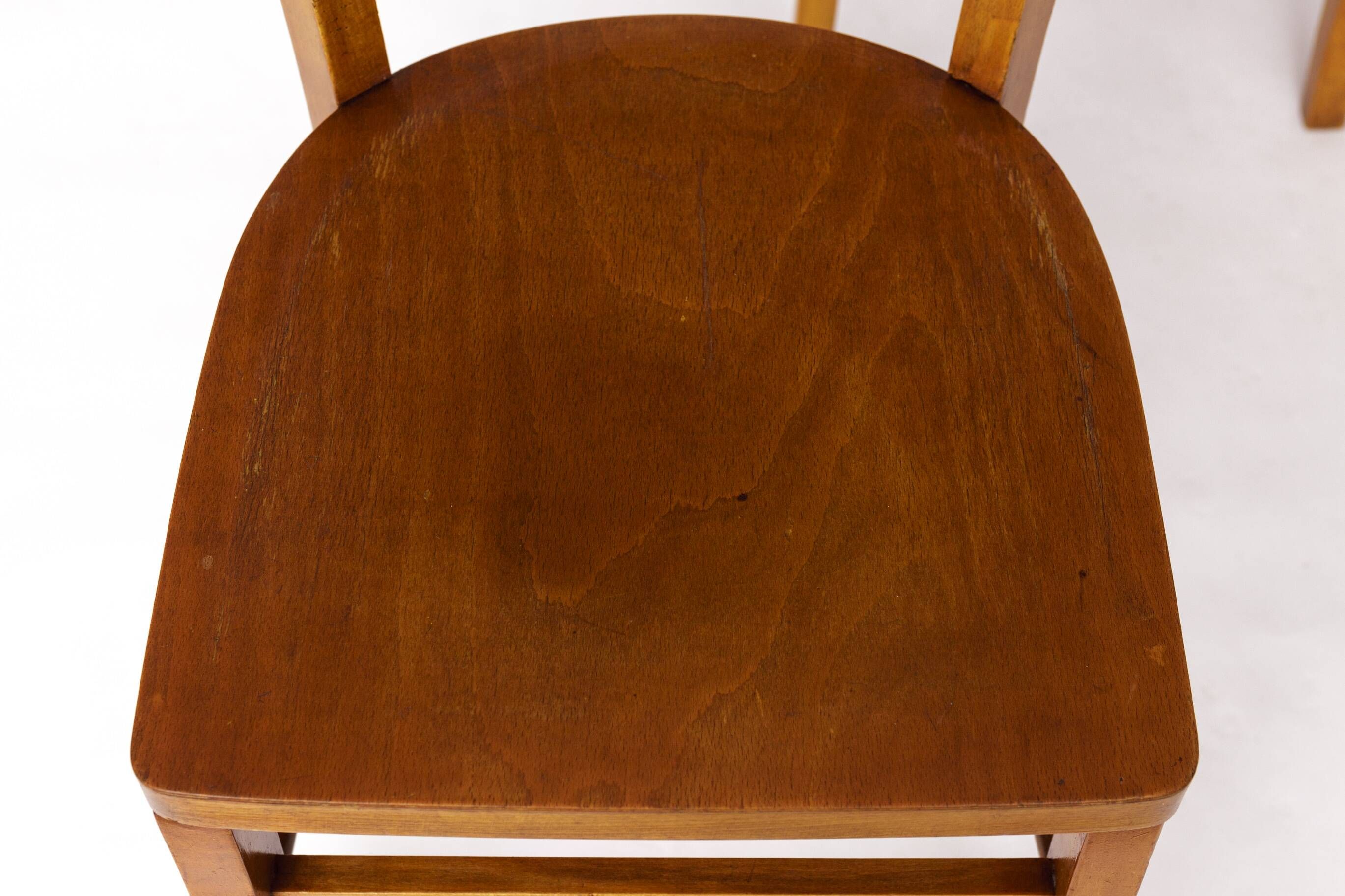 Set of 3 Vintage Frankfurter Chairs, 1970s Mid-Century Beech Dining Chairs,