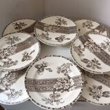 8 Terre de Fer dessert plates, 19th century