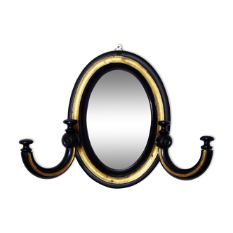 Miroir Napoléon III avec crochets porte bijoux 16x22cm