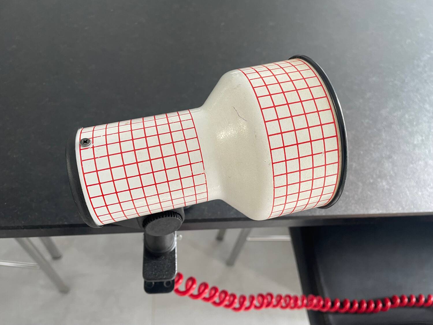 Vintage clip spotlight 1970 white red squared