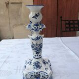 Hand-painted Moustiers porcelain candle holder