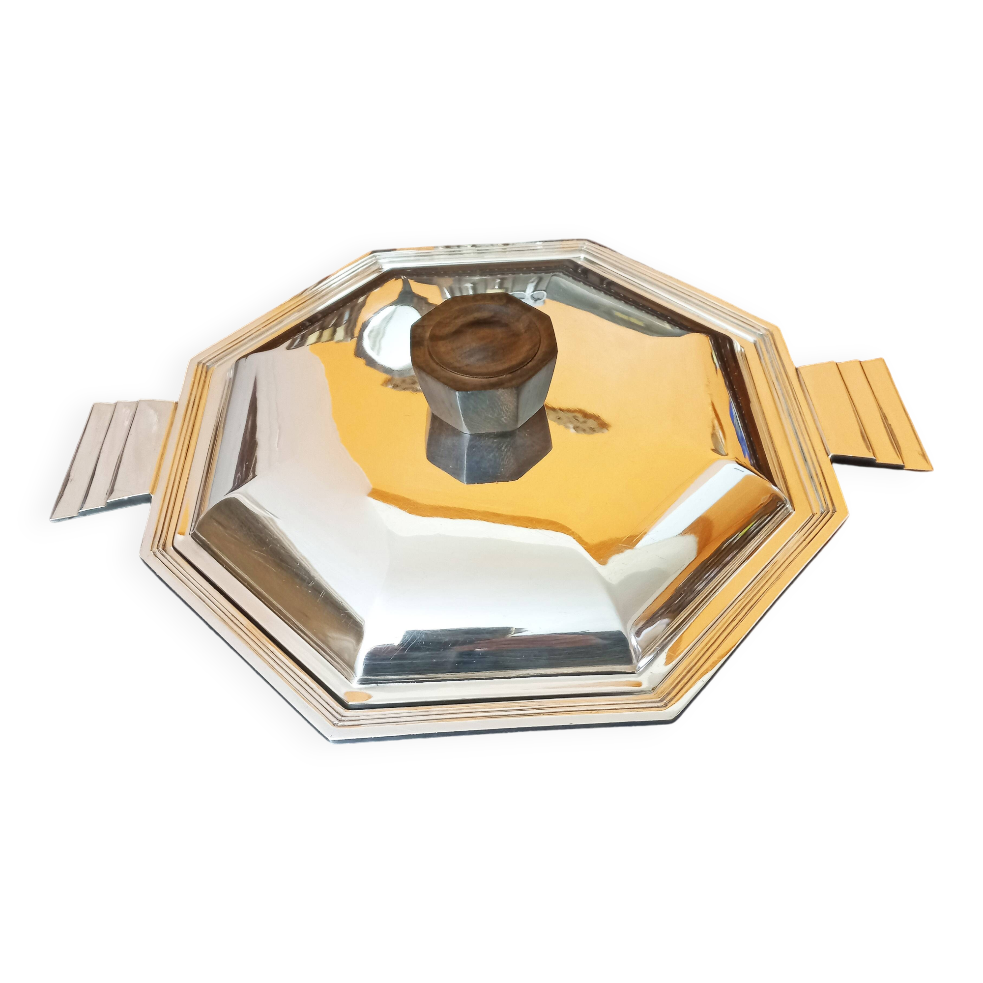 Art Deco plate 1930 silver metal