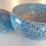 Large blue glazed ceramic biscuit jar Diameter 32.5 cm