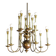 Chandelier with 12 lights in brass, Italy, 1950s