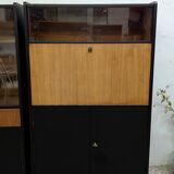 Vintage 1960s Secretary and Display Cabinet Set with Compass Design Legs