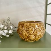 Set of ceramic fruits, a strawberry decanter and two lemon and pineapple jam jars