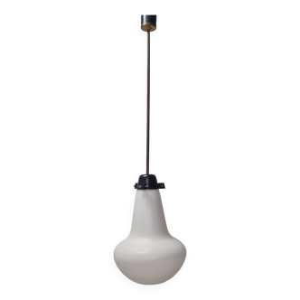 Mid Century Pendant in Milk Glass and Brass, Italy 1960's
