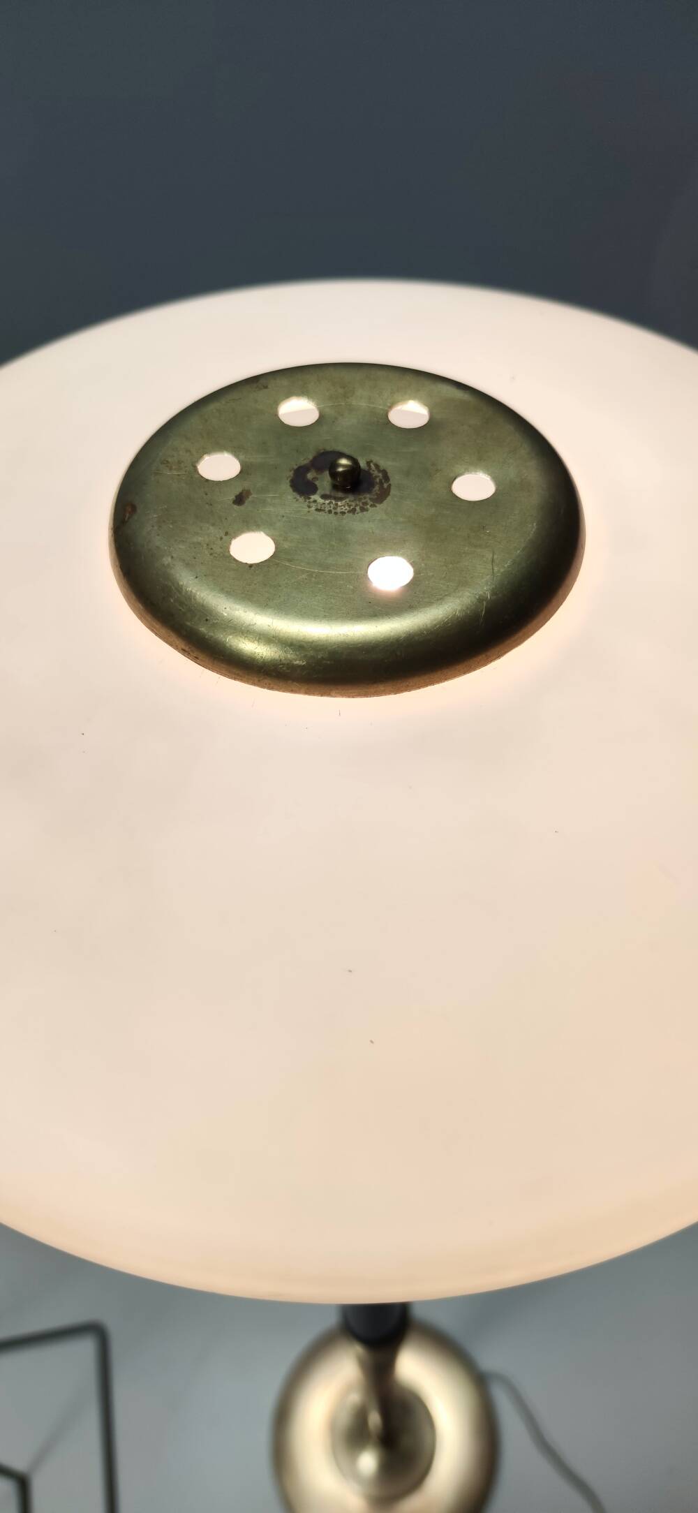 Elegant Glass, Beech and Brass Floor Lamp, Italy