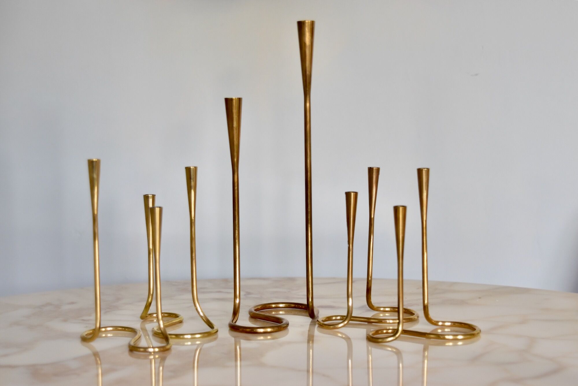 1950's German Serpentine Brass Candlesticks