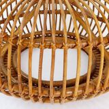 Mid-Century Modern Vintage Rattan Pouf in the Style of Albini 1960s