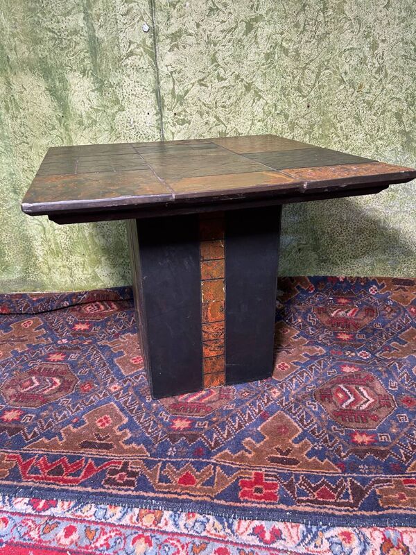 Table basse en pierre rétro brutaliste vintage