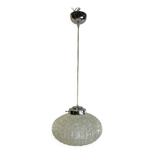 Suspension vintage années 70 en verre taillé – Lampe boule rétro design – L — Beyit