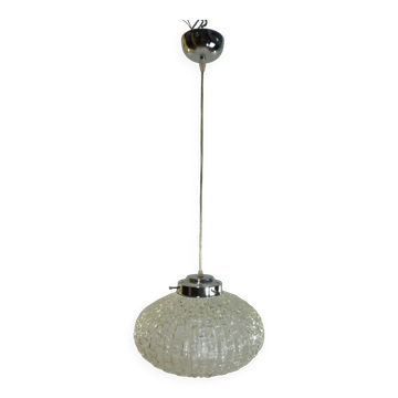 1970s vintage cut glass suspension – retro design ball lamp – L
