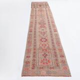 3x13 Soft Pink Vintage Oushak Long Stairs Runner Rug, 83x379 Cm