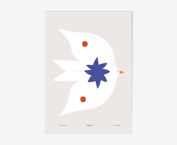Affiche murale oiseau blanc 50cm*70cm