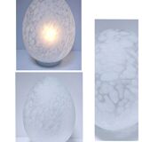 XL egg lamp white speckled glass design 70s H.37 cm