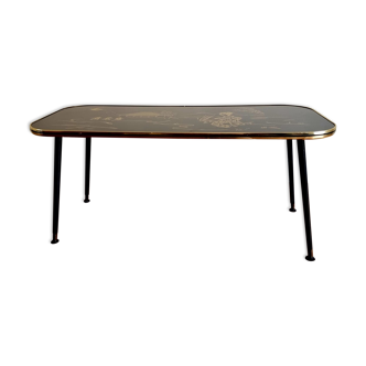 Vintage Retro 1950s/1960s Glass Top Coffee Table With Black Dansette Legs