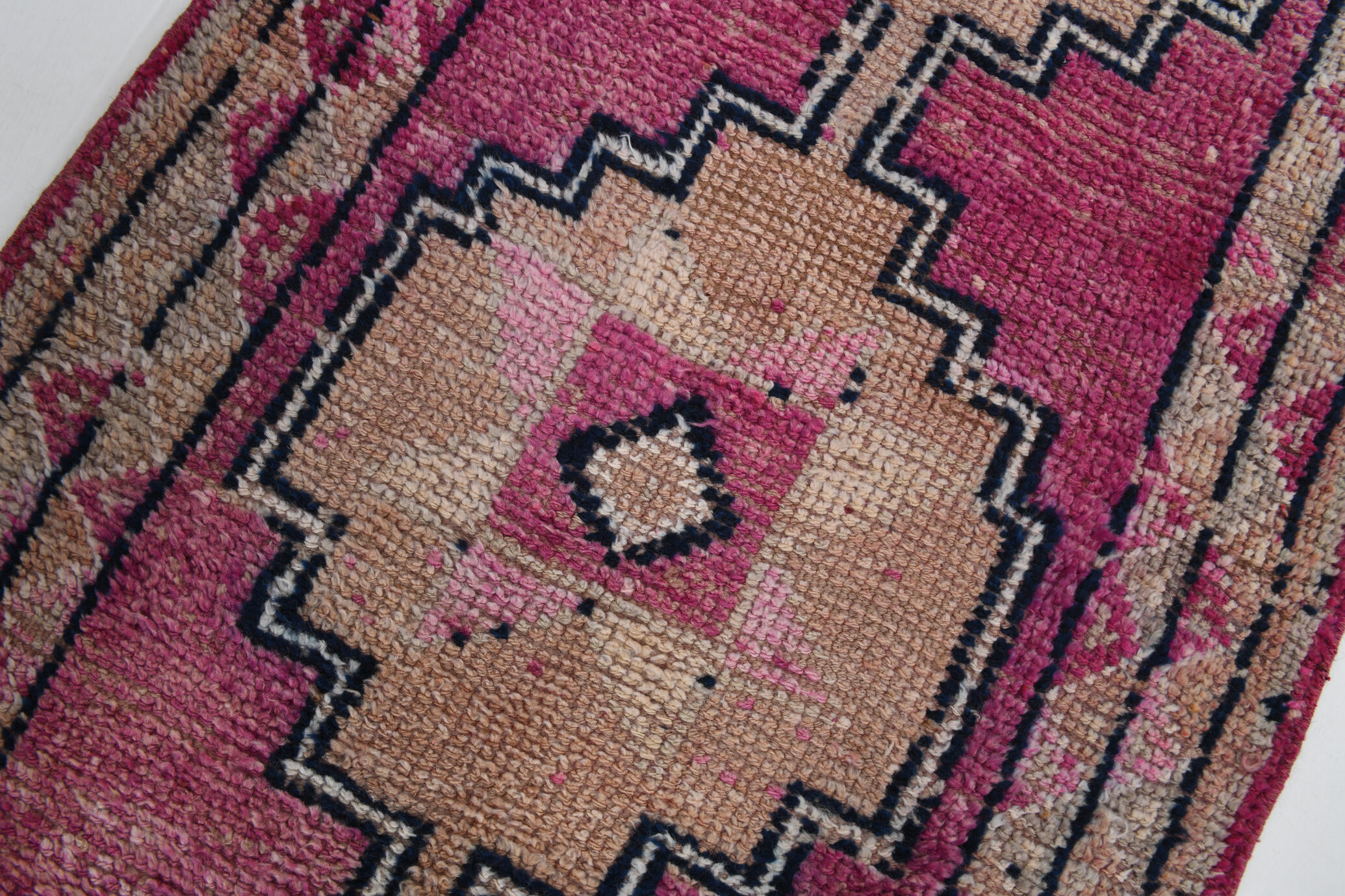 3x10 pastel pink & blue vintage rug