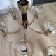 Pair of matching brass and bakelite chandeliers, 3 and 5 branches, 70s milk