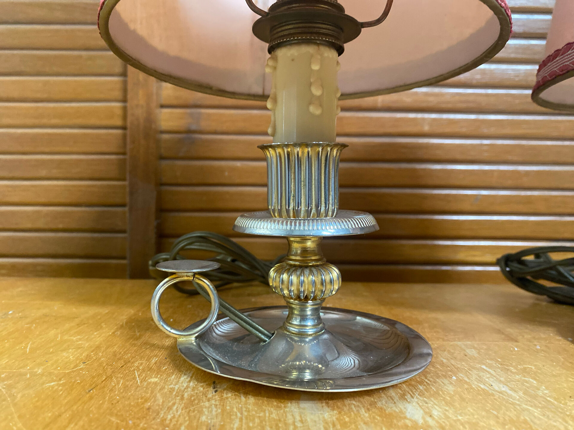 Pair of Vintage Brass Cave Rat Bedside Lamps France