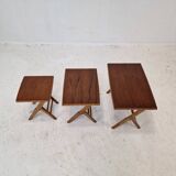 Set of 3 Wooden Nesting Tables, Holland 1960s