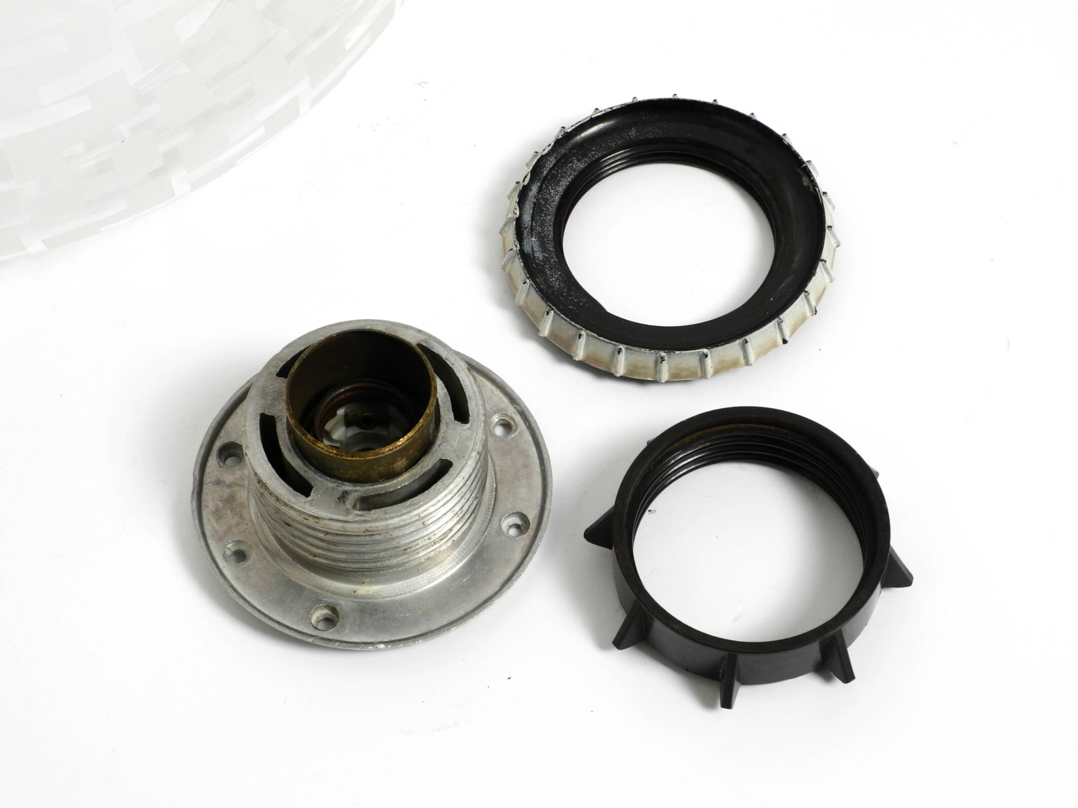 Original large Mid Century double glass ceiling lamp by Wilhelm Wagenfeld f