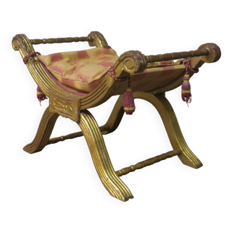 Antique parcel gilt cruciform stool