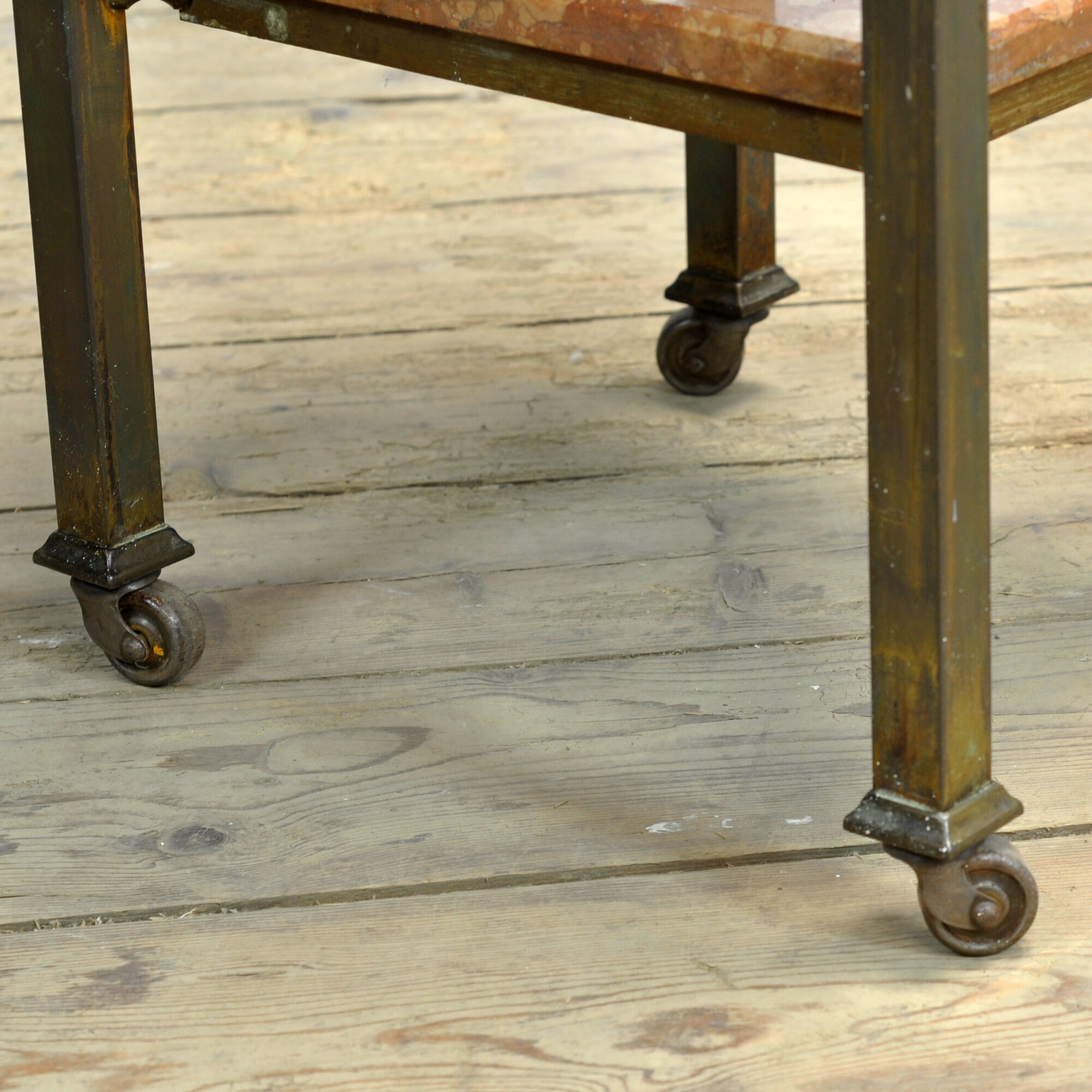 French marble and brass side table, circa 1920