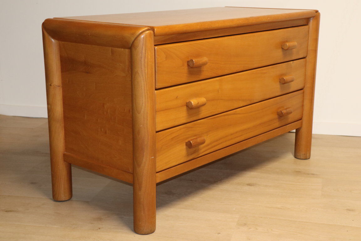 Commode vintage en orme massif, 1970