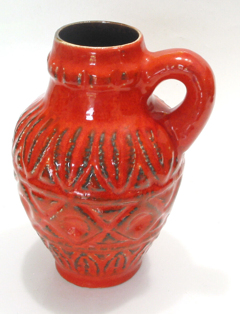 Superb pair of red vases by Bodo Mans for Bay 1960-1970's