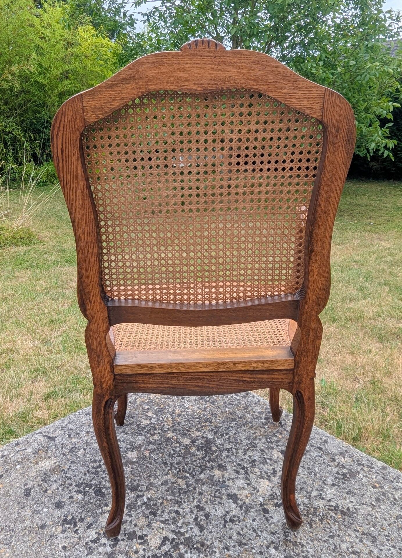 Antique Louis XV Style Armchair 20th Century Oak Caning Office Living Room