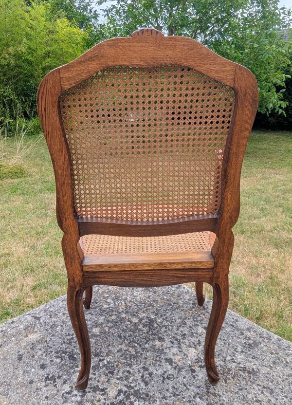Fauteuil Ancien Style Louis XV XXe Siècle Chêne Cannage Bureau Salon