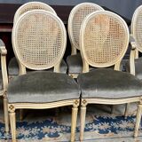 Set of four Louis XVI style chairs and two armchairs.