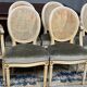 Set of four Louis XVI style chairs and two armchairs.