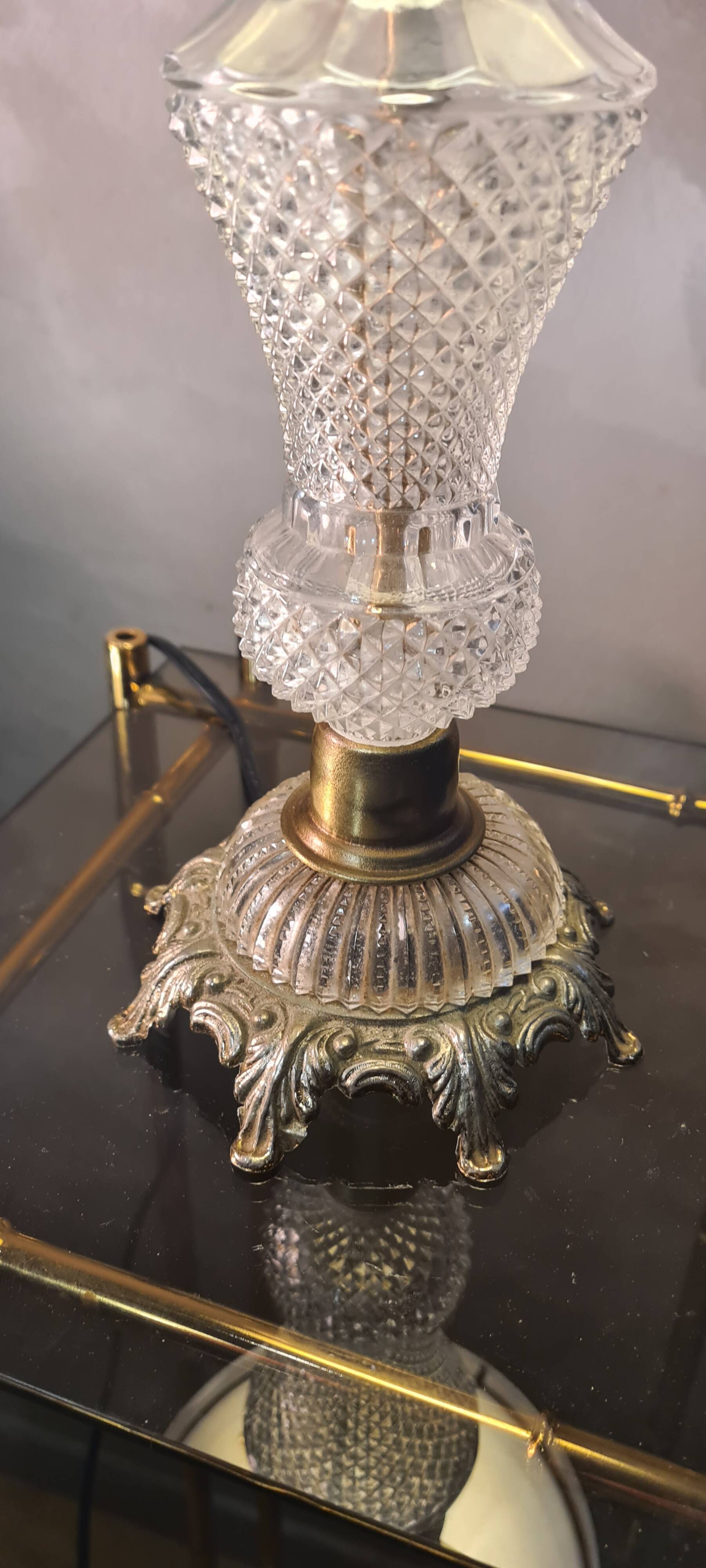 glass and brass lamp 1950 elec ok: 42x17, very good condition