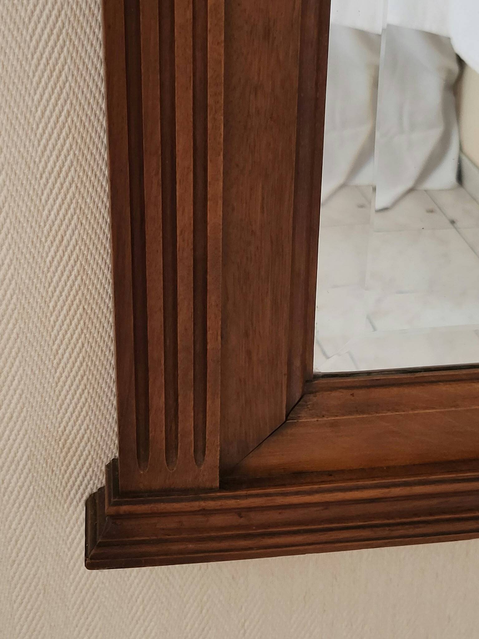 Large Art Nouveau Mirror 1910 - Solid Walnut