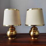Pair of vintage 1970s Italian lamps in solid brass