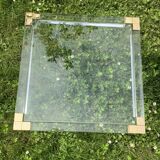 Sofa tip or transparent plexiglass, glass and brass 1970
