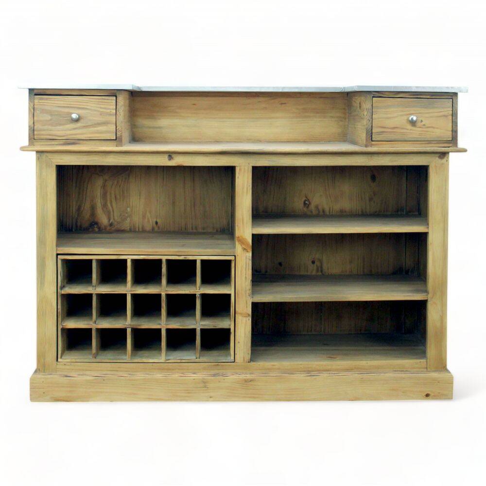 Industrial Bar Counter Solid Pine And Metal Léon 140cm
