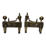 Pair of bronze andirons from the Empire period