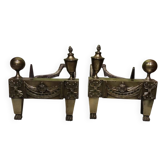 Pair of bronze andirons from the Empire period